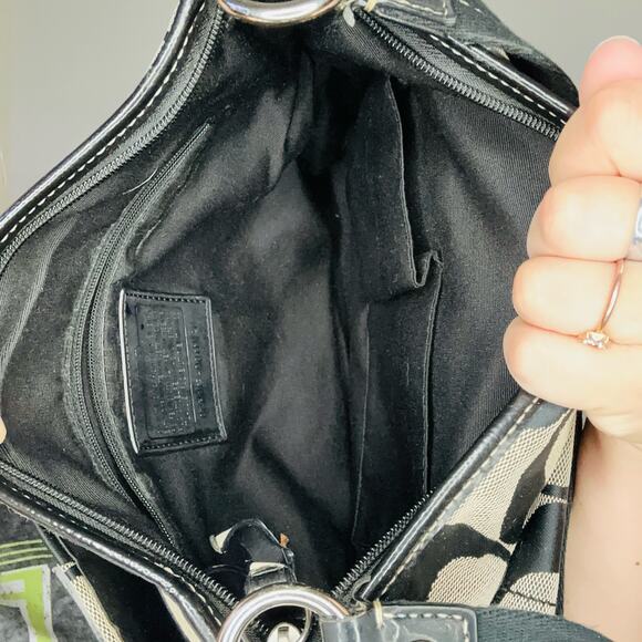 COACH Black Grey C Monogramed Shoulder Purse Crossbody Hand Bag - Picture 10 of 13